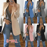 2000s fashion New Spring and Autumn Women's Long Sleeve Solid Color Pocket Cardigan Small Suit Jacket