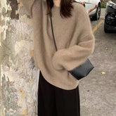datenight fall outfits Retro Age-Reducing Lazy Style Pullover Wool Sweater Autumn and Winter Casual Simple Slimming Woolen Sweater Comfortable Top for Women