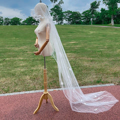 couple halloween costumes French White Flower Pearl Super Long Trailing Wedding Wedding Veil Bridal Main Wedding Travel Photography Headdress