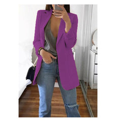 2000s fashion New Spring and Autumn Women's Long Sleeve Solid Color Pocket Cardigan Small Suit Jacket