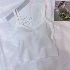 Summer Hot Girl Solid Color Casual Simple Tube Top Anti-Exposure with Chest Pad Sling Belly Covering Vest Sleeveless Inner Top