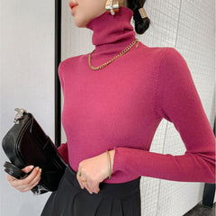 tailgate outfit black women Autumn Women's Klein Blue Pile Collar Sweater Bottoming Shirt Turtleneck Sweater Tight Slim Fit Inner Top