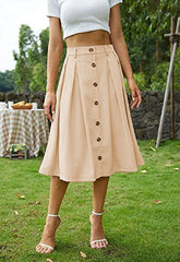 skirt outfits Spring and Summer New Women's Button Skirt Casual Skirt Plastic Waist Princess Dress