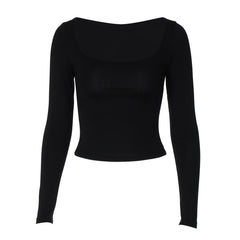 outfit inspo fall Women's Clothing American Hot Girl Style Autumn New Solid Color Square Collar Long Sleeve Tight Undershirt Top