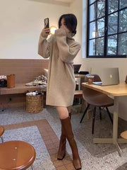 fall fashion 50 Super Nice Turtleneck Knitted Dress Women's Autumn and Winter New Slimming Mid-Length Inner Matching Overcoat Sweater Dress