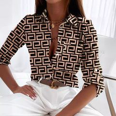 2000s fashion Women's Spring and Autumn Shirt Long-Sleeved Shirt Printed Shirt Women