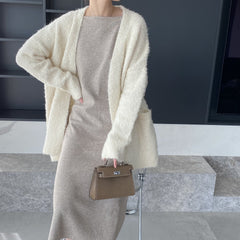 discover style ideas Women's V-neck Cardigan Coat, Long Sleeve Loose Wool Lazy Sweater, Y667