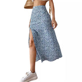 fashion outfits Summer Floral Skirt Split A- line Sheath Mid-Waist Dress