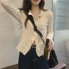 fall outfits women Plus Size French Style Polo Collar Long-Sleeved Shirt Women's Spring and Autumn Top Slim Fit Slimming Stacked Shirt Fashion