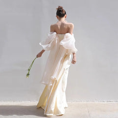 prom dresses Morning Gown Bride Light Wedding Dress New Tube Top High-Grade Engagement Dress Wedding Fairy Temperament Evening Dress for Women