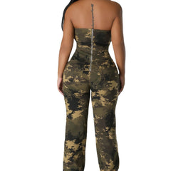 dti outfits Early Autumn Women's Tube Top Camouflage Fashion Western Style Women's Jumpsuit