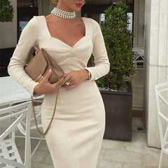 outfit inspo Autumn New Beautiful Women's Clothing Solid Color Sexy Arm Mid-Length Dress