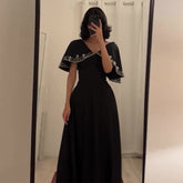 dress to impress outfits Autumn Solid Color Fashion Shawl Collar High Waist Slim Temperament Long Dress