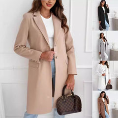 men’s fall fashion 2024 Autumn and Winter Simple Solid Color Mid-Length Button Woolen Overcoat Coat for Women