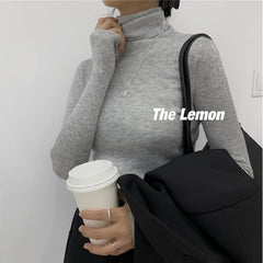tailgate outfit black women Autumn Women's Klein Blue Pile Collar Sweater Bottoming Shirt Turtleneck Sweater Tight Slim Fit Inner Top