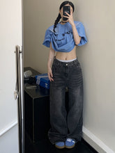 2000s fashion Plus Size American Style Distressed Straight Wide-Leg Jeans Women's Spring and Autumn New Loose Retro Casual All-Match Mopping Trousers
