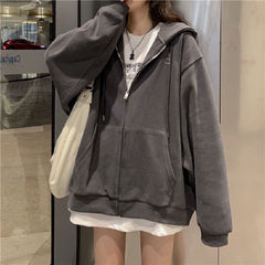 college outfits Japanese Sweet Sweater Women's Spring and Autumn 2024 New Loose Chic Lazy Casual Sports Zipper Top Coat