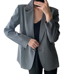 2000s fashion Fall Retro Hong Kong Style Net Red Small Suit Female Gray Versatile Temperament Casual Jacket Suit Female
