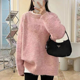 frat outfits Women's Thick Sweater Autumn and Winter New Korean Style Mid-Length Sweater Loose Lazy Style Soft Glutinous Long Sleeve Top