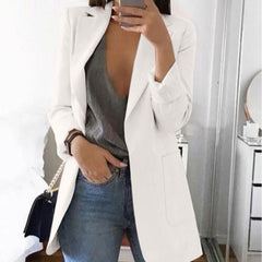 2000s fashion New Spring and Autumn Women's Long Sleeve Solid Color Pocket Cardigan Small Suit Jacket