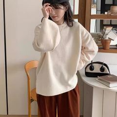 frat outfits Autumn and Winter New Large Style Lazy Style Pullover Sweater Top Korean Chic Loose round Neck Sweater for Women