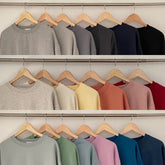 y2k outfits Short Round Neck Sweater for Women Autumn New plus Size Loose Solid Color Long Sleeve Top Sports Casual Coat Fashion