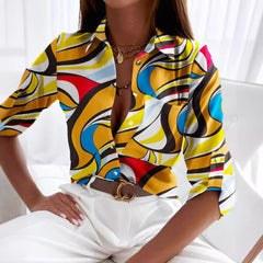 2000s fashion Women's Spring and Autumn Shirt Long-Sleeved Shirt Printed Shirt Women
