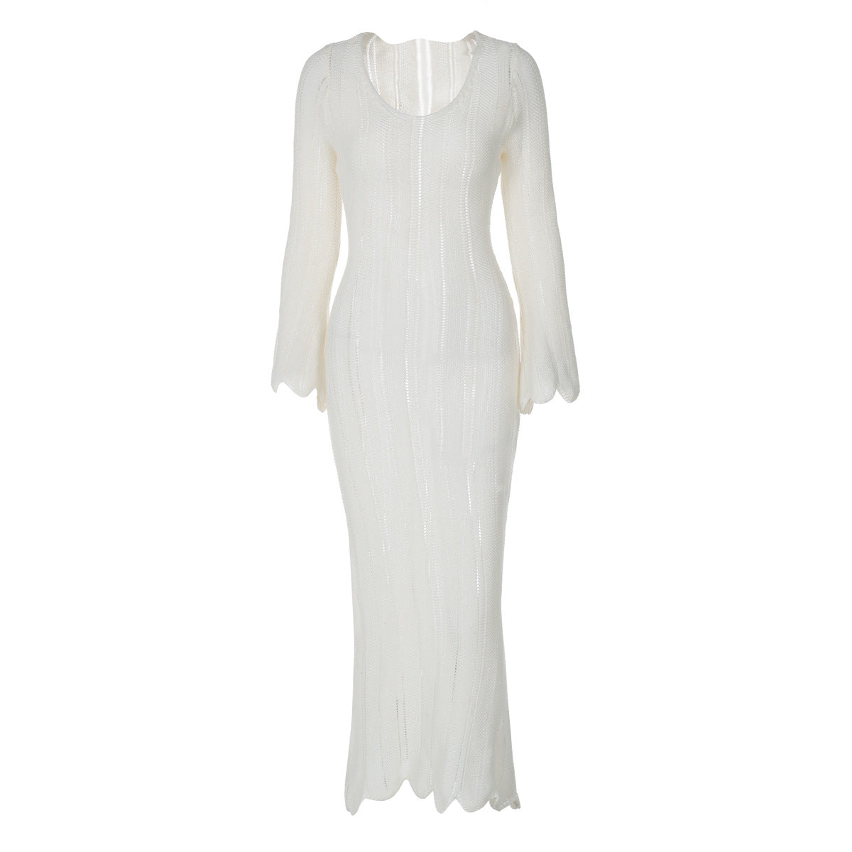 suit Style Solid Color Woolen Dress 2024 Autumn Long Sleeve U Collar Fashion Temperament Slim Fit Dress