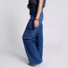 fashion outfits Temu Multi-Bag Jeans Women's 2024 Style High Waist Overalls Loose Washed Jeans