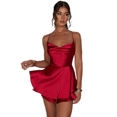 homecoming dresses 2024 Dress Women's Short Summer New Backless Sexy Fashion Satin Strap Jumpsuit