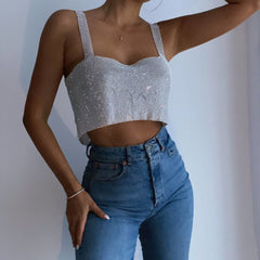 frat outfits Sexy Women's Fashion Rhinestone Camisole Hot Girl Full Diamond Top Women's Inner Wear