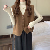 dress to impress outfits Women's Korean-Style Knitted Vest Spring and Autumn Sweater Overwear Vest Sleeveless Vest