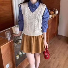 outfit inspo fall Weisong Korean Style Versatile V-neck Twist Knitted Vest Vest Women's Outer Wear Autumn Knitted Sleeveless Vest Top