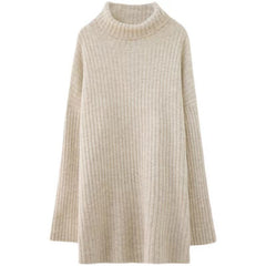 fall fashion Apricot Turtleneck Soft Glutinous Sweater Women's Autumn and Winter New Lazy Style plus Size Loose Pullover Mid-Length Sweater Top