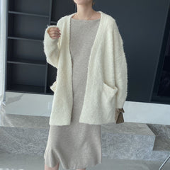 discover style ideas Women's V-neck Cardigan Coat, Long Sleeve Loose Wool Lazy Sweater, Y667
