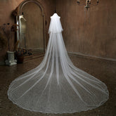 couple halloween costumes French White Flower Pearl Super Long Trailing Wedding Wedding Veil Bridal Main Wedding Travel Photography Headdress