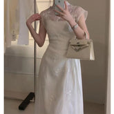 dress to impress telenovela New Chinese Style High-End Exquisite Niche Design Temperament Gentle Style White Improved Cheongsam Dress Summer for Children