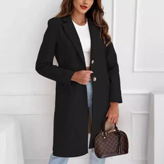 men’s fall fashion 2024 Autumn and Winter Simple Solid Color Mid-Length Button Woolen Overcoat Coat for Women