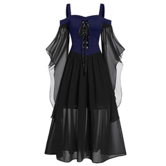 BXOXO dress to impress New Halloween Dress Sling Contrast Color Chiffon Bandage Dress