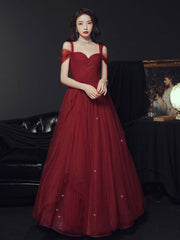 BXOXO Elegant Sweetheart Neck Burgundy Long Prom Dress, A line Backless Evening Dresses