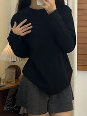 black sweater dress outfit Basic Pure Cotton T-shirt Men's and Women's White Bottoming Shirt Autumn Simple Casual Shoulder Long Sleeve Top Inner Wear