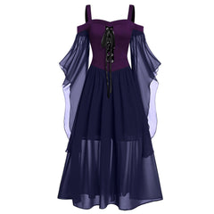 BXOXO dress to impress New Halloween Dress Sling Contrast Color Chiffon Bandage Dress