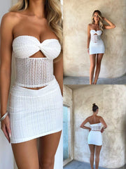 picture day outfit highschool Spring Fashion Sexy Internet Celebrity Lace Front Mid Bow Suit Skirt for Women New