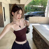 dream clothes Lace Edge Tight Camisole Women's Inner Sexy Back Hot Short Top