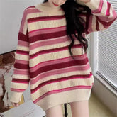 trio halloween costumes Gentle Style Soft Glutinous Striped Jacquard Pullover Women's Autumn and Winter Retro Loose Sweater Lazy Style Top