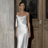 dress Summer New Elegant Slim Dress Style Satin Pocket Collar Backless Hot Girl Dress