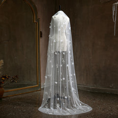 couple halloween costumes French White Flower Pearl Super Long Trailing Wedding Wedding Veil Bridal Main Wedding Travel Photography Headdress