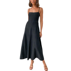 outfit inspo fall Summer Women's Tube Top Slim High Waist Sling Knitted Dress Seaside Vacation Pleated Dress