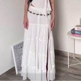 concert outfit INS Fashion Trendy Cotton Split Pure White Dress New Simple Casual All-Match Skirt for Women