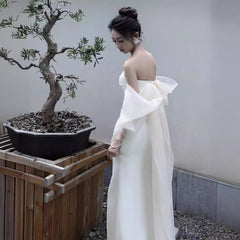 off shoulder New Chinese Morning Gown Summer New Engagement Party Tube Top Simple Fairy Temperament Travel Shooting Light Yarn